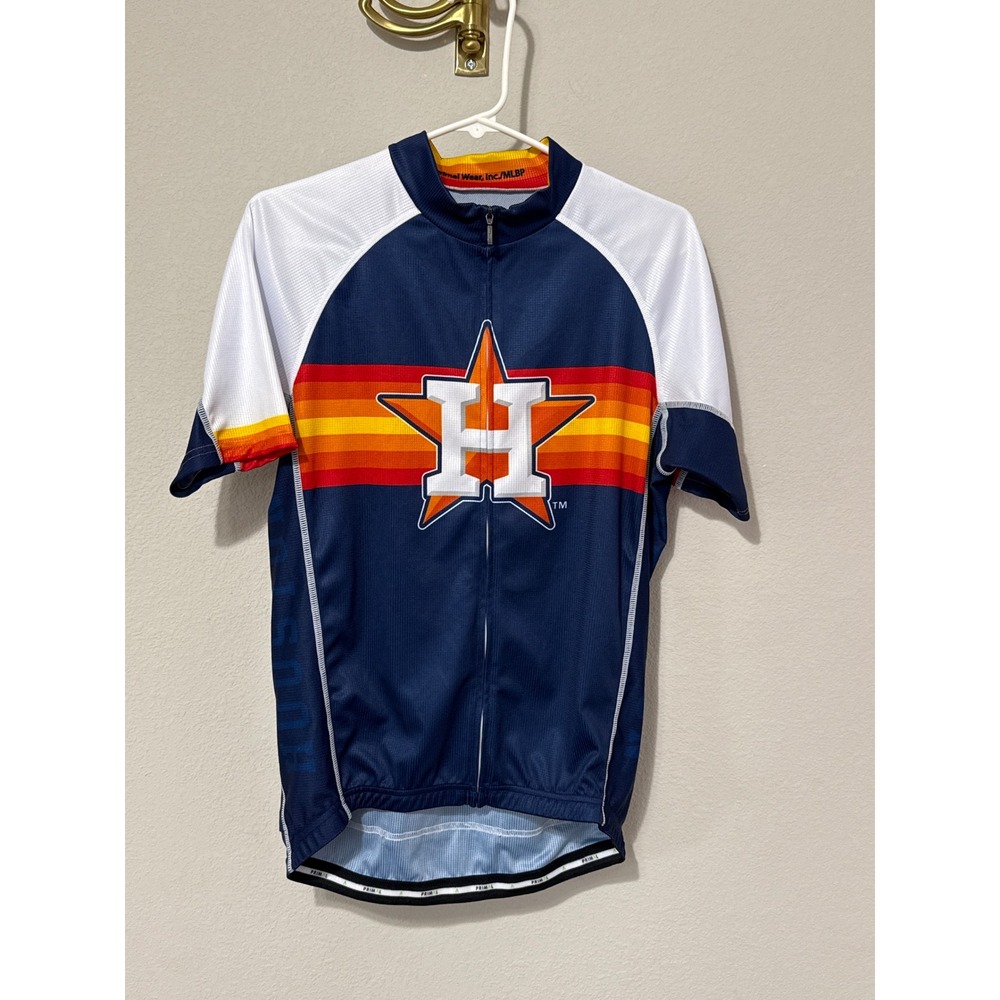 Primal Wear Houston Astros Cycling Jersey Mens L Blue Rainbow Tequila Sunrise